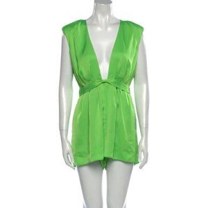 RAMY BROOK Izabelle Sleeveless Romper Plunge Neckline Green Size 4